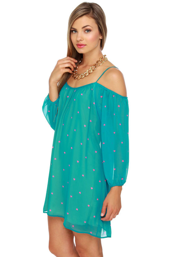 I Heart You Teal Print Dress