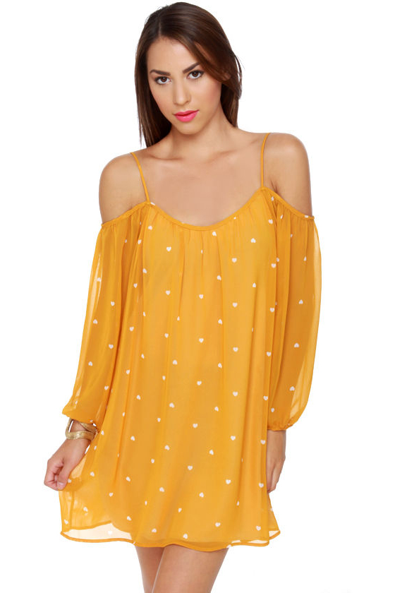 I Heart You Yellow Print Dress