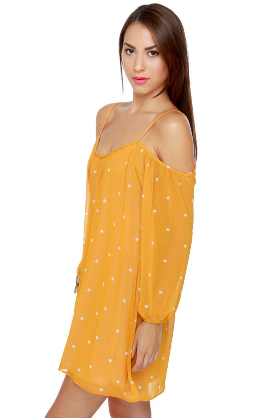 I Heart You Yellow Print Dress