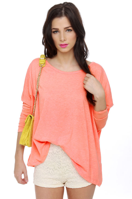 Homey Lover Friend Long Sleeve Coral Top