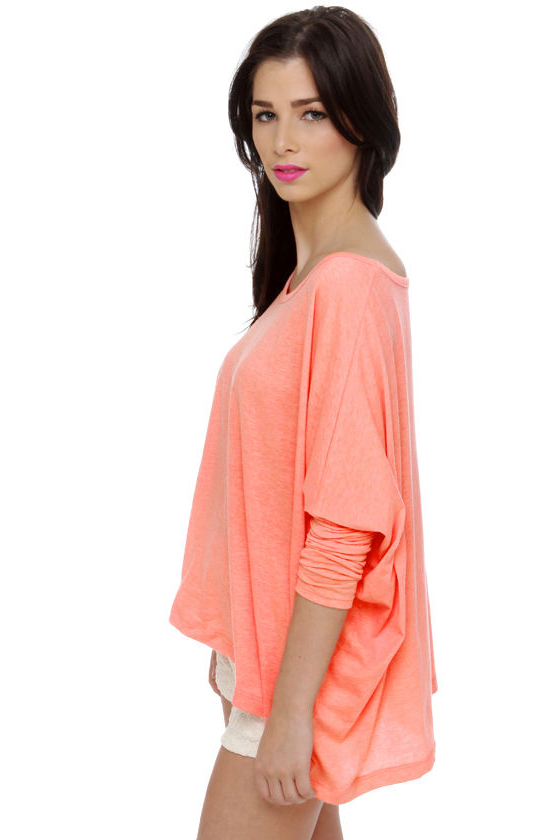 Homey Lover Friend Long Sleeve Coral Top
