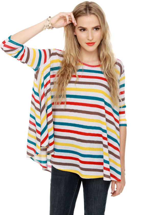 Trapeze-y Going Striped Sweater Top