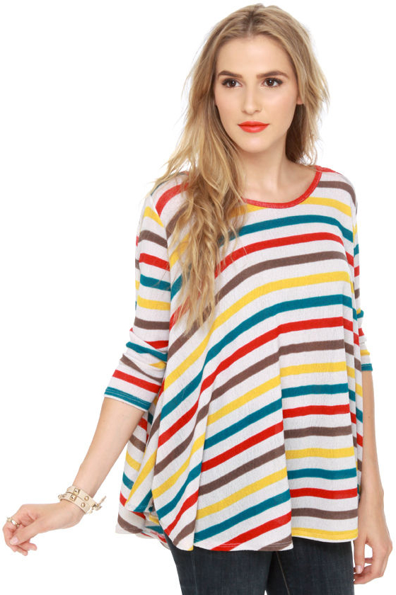 Trapeze-y Going Striped Sweater Top