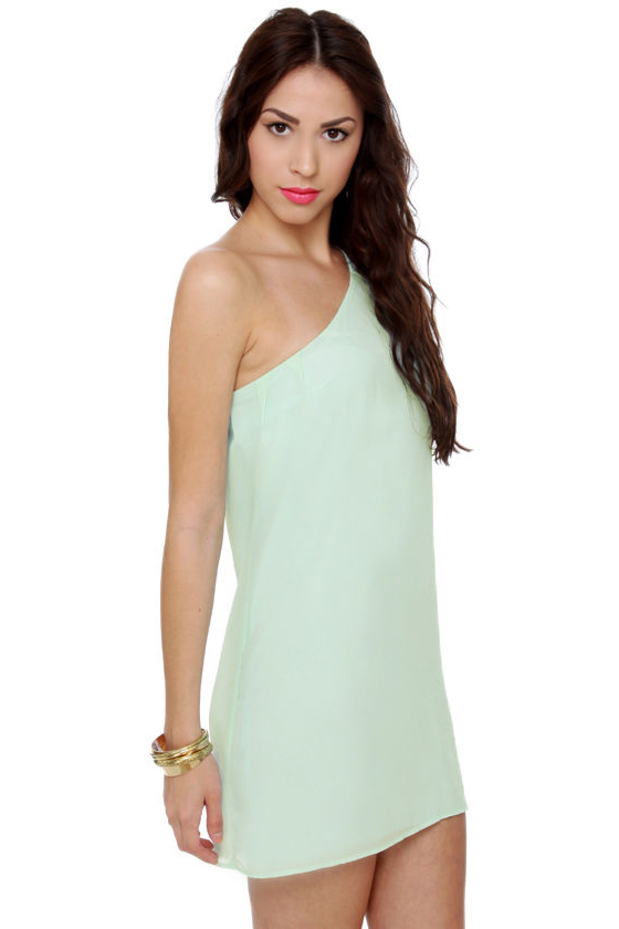 C\'mon Get Happy One Shoulder Ice Blue Dress