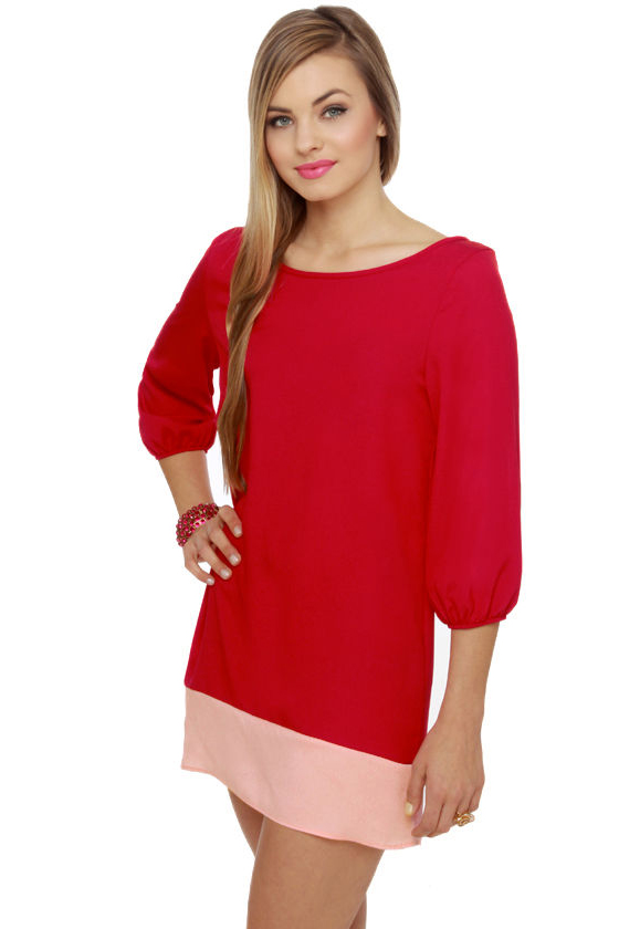 Gift Basket Red Shift Dress