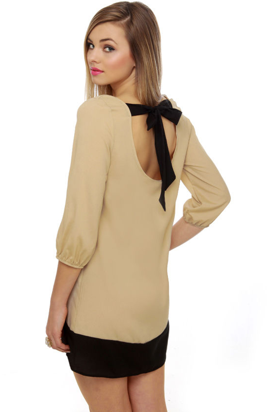 Gift Basket Taupe Shift Dress