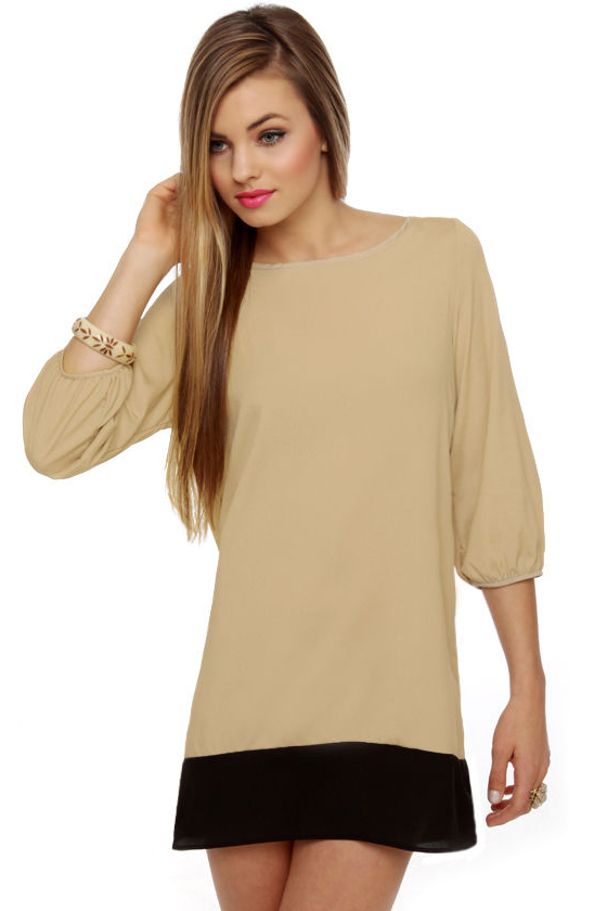 Gift Basket Taupe Shift Dress