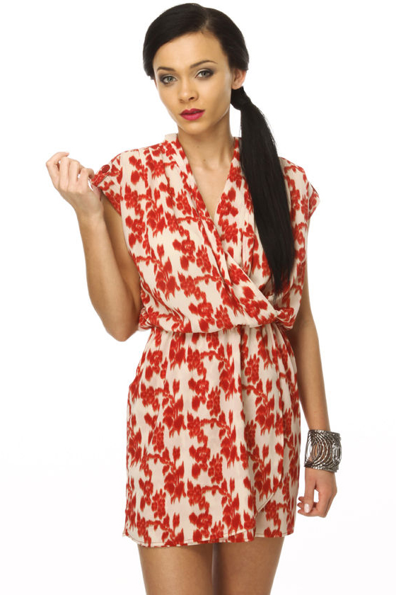 Collective Concepts Island Romance Red Floral Dress