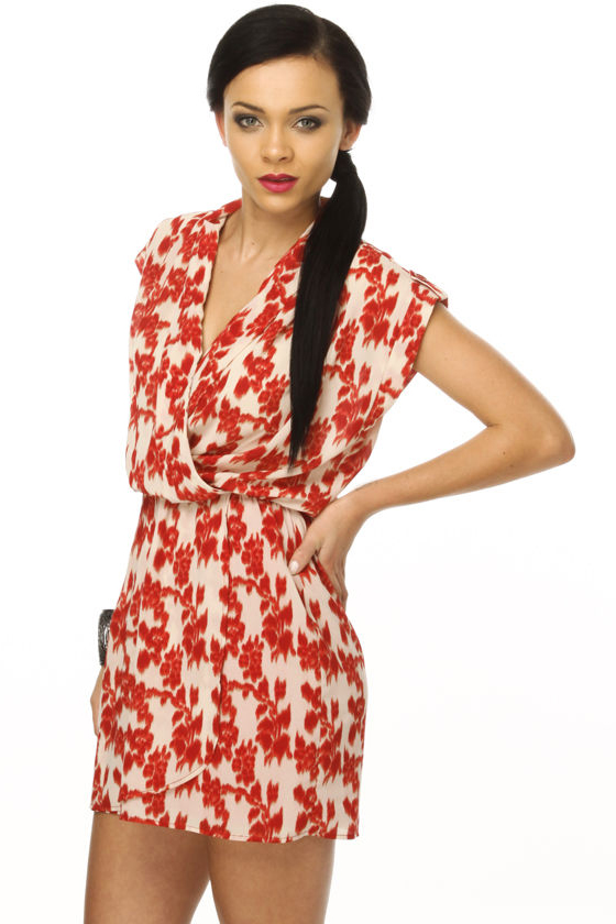 Collective Concepts Island Romance Red Floral Dress