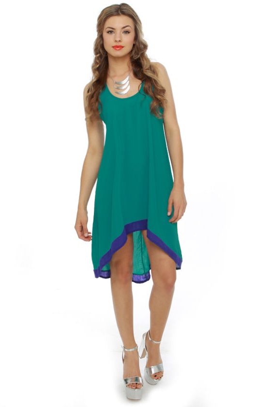 Cute High Low Dress - Teal Dress - Color Block Dress - $33.00 - Lulus