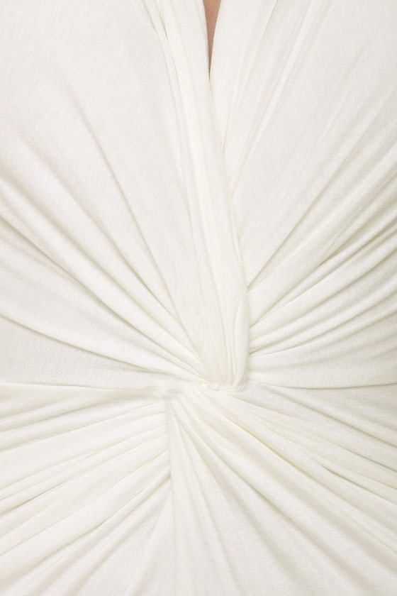 Cute Ivory Dress - Ruched Dress - White Dress - V Neck Dress - $35.00