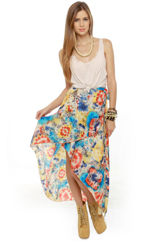 Vivid Dreams Print Wrap Skirt
