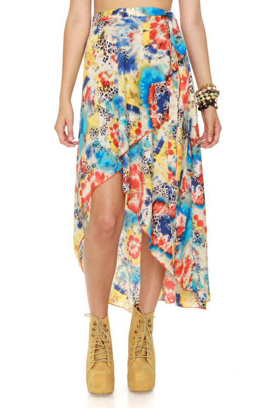Vivid Dreams Print Wrap Skirt
