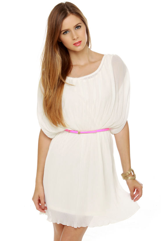 Like the Wind Pleated White Dress