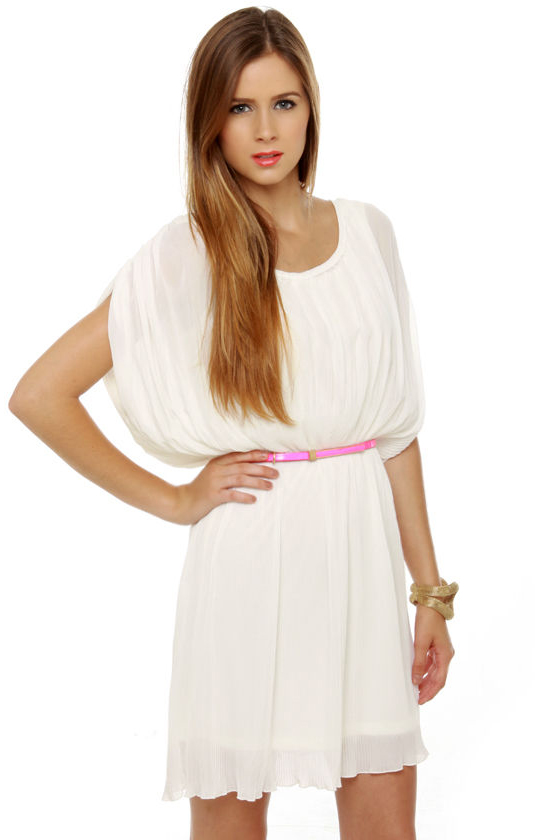 Like the Wind Pleated White Dress