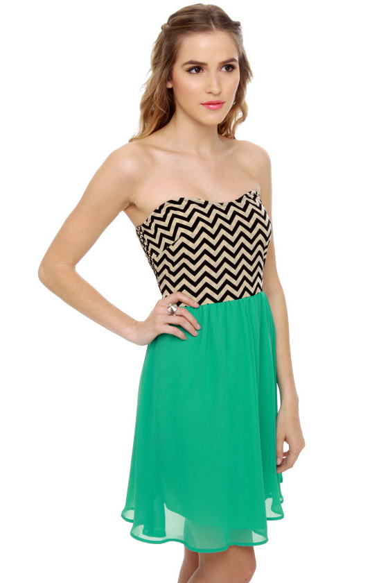 Zag, You're It Mint Green Print Dress