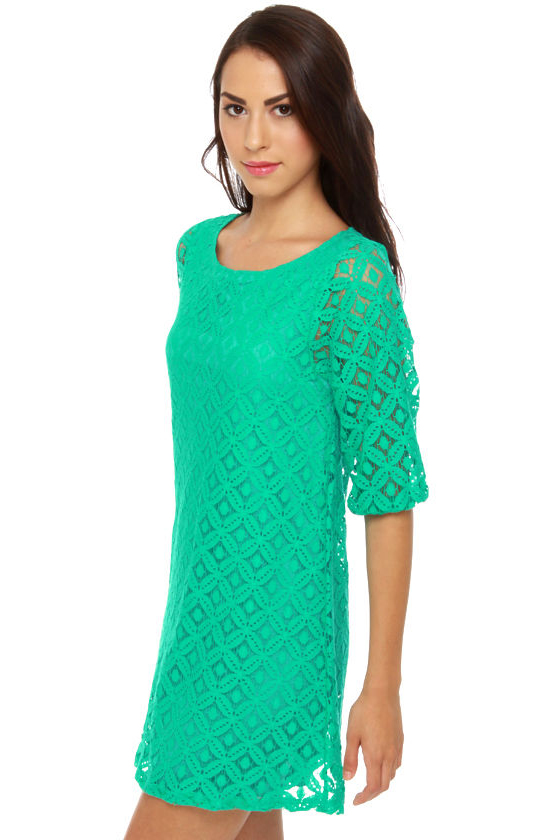 Great-Laced Teal Lace Dress