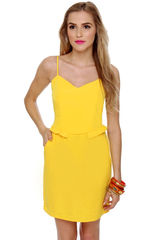 yellow tube dress