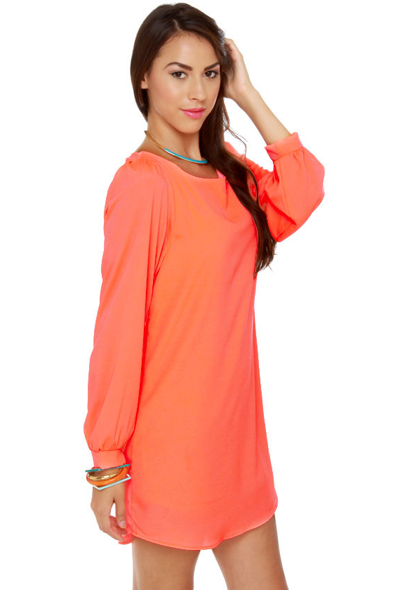 City of Neon Coral Shift Dress
