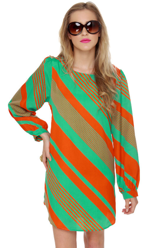 McGregor's Garden Orange and Mint Striped Dress