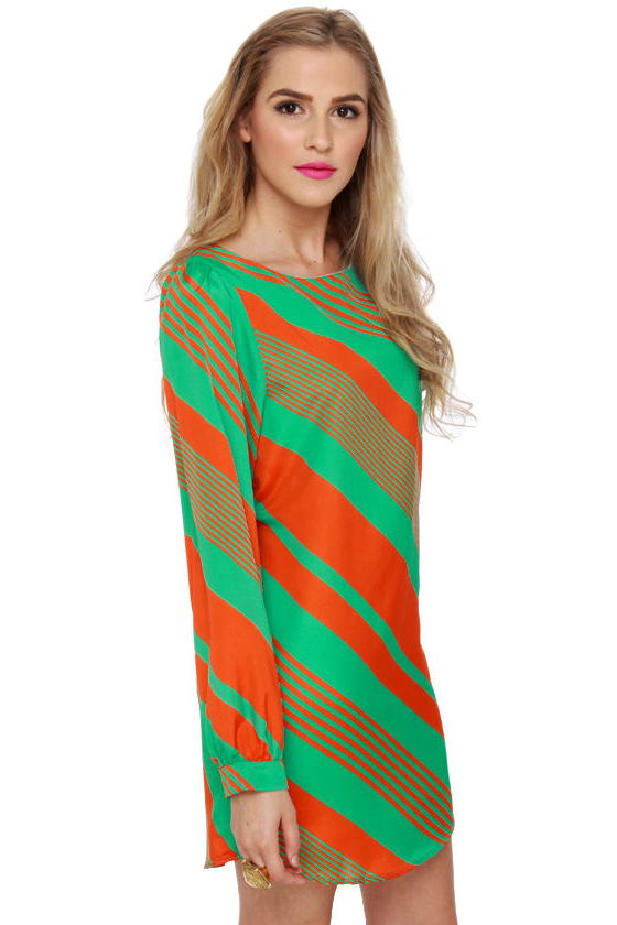 McGregor's Garden Orange and Mint Striped Dress