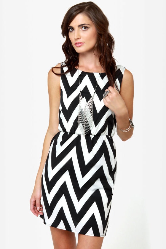chevron dress black and white