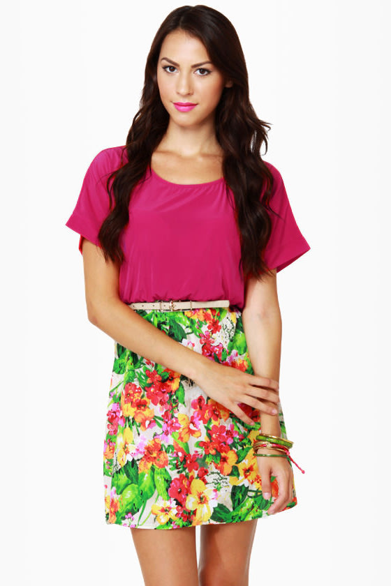 Cute Floral Print Dress - Fuchsia Dress - $41.00 - Lulus
