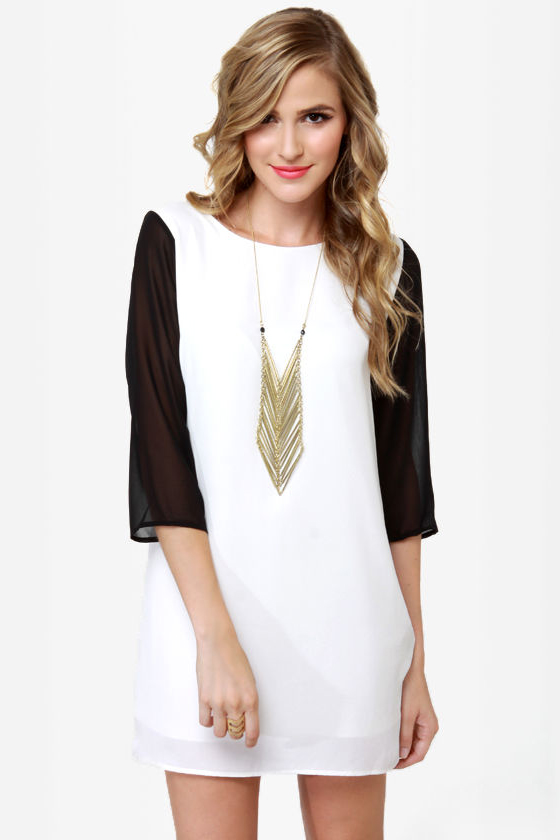 Au Pair Black and Ivory Shift Dress