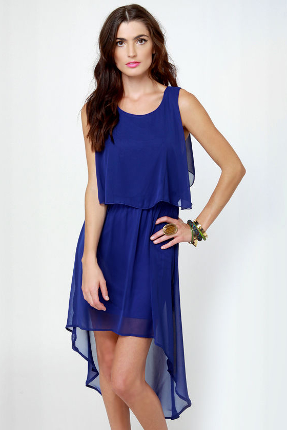 royal blue high low dress Lovely - Dress - Midi Dress - $45.00 A Line Off the SLEEVE:Sleeveless formal evenings Color:Navy-DB775