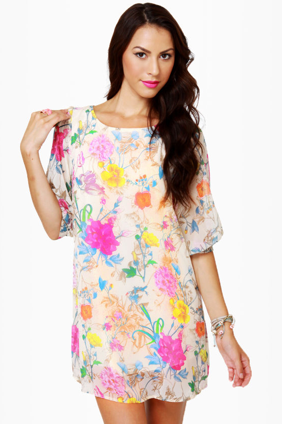 Iris You Were Here Floral Print Shift Dress