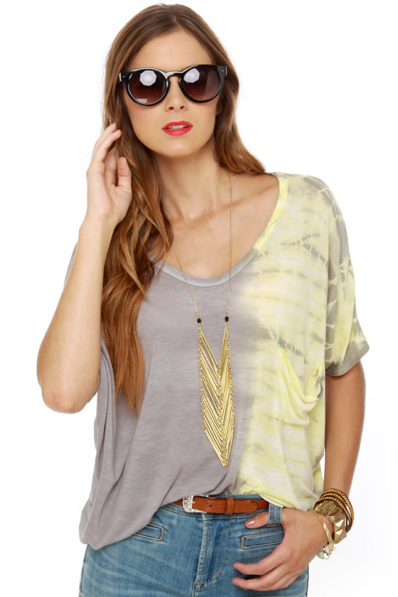 Going to Glastonbury Slashed Tie-Dye Top