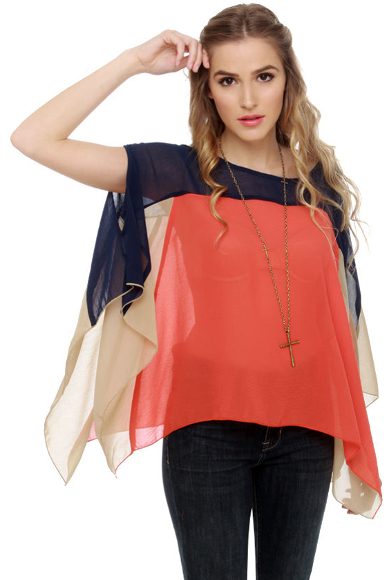 Film Festival Sheer Color Block Top