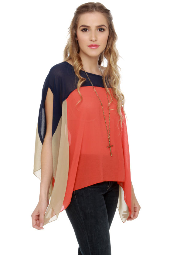 Film Festival Sheer Color Block Top