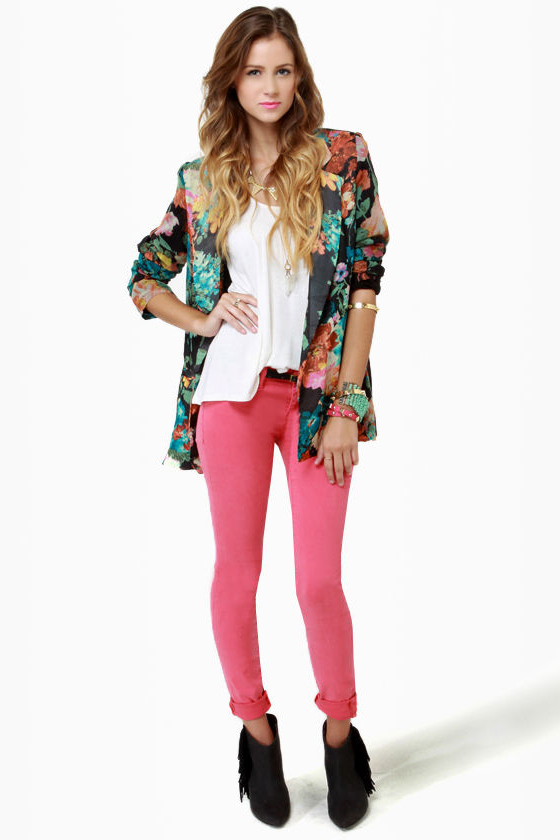 Gypsy Junkies Zeppelin Floral Print Blazer
