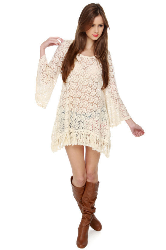 Gypsy Junkies Mimi Daisy Sheer Cream Tunic