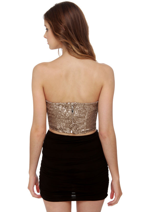 gold sequin bustier top