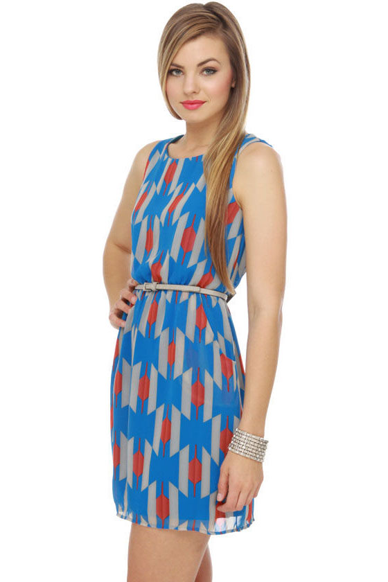 Kaleido-Scope Me Out Blue Print Dress