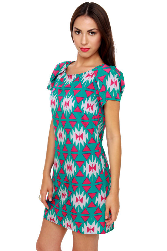 Roswell Incident Turquoise Print Dress