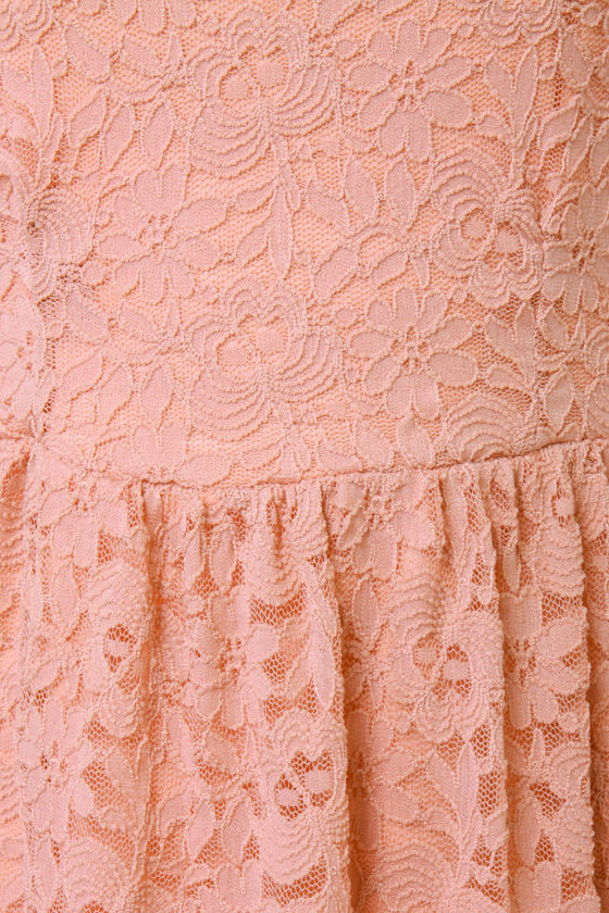 Pretty Lace Dress - Dusty Peach Dress - Babydoll Dress - Skater Dress ...