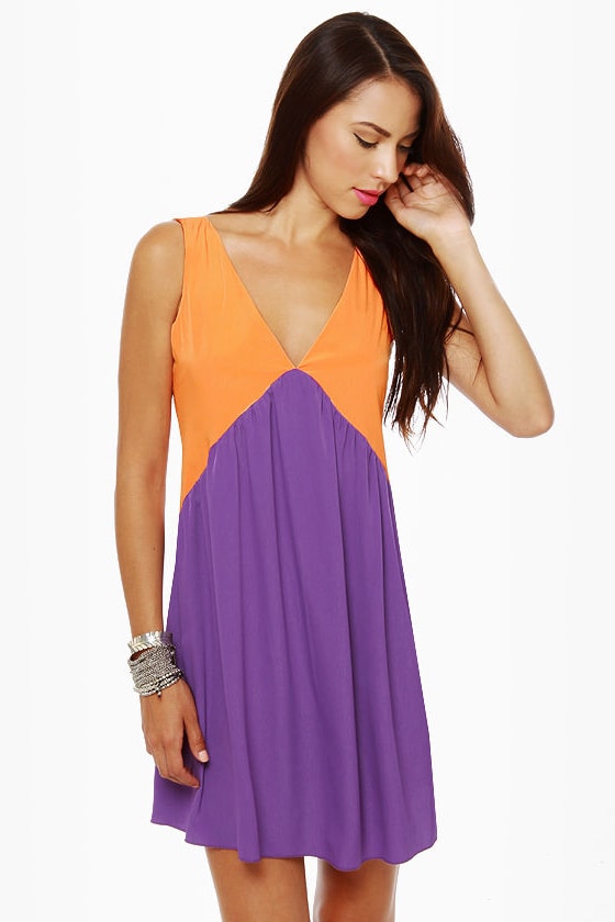 orange and purple dress