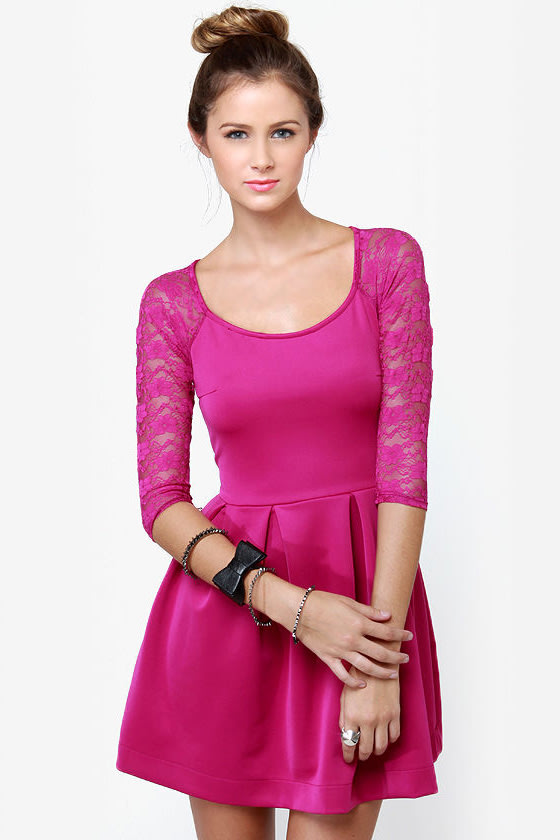 Land of the Laced Fuchsia Dress