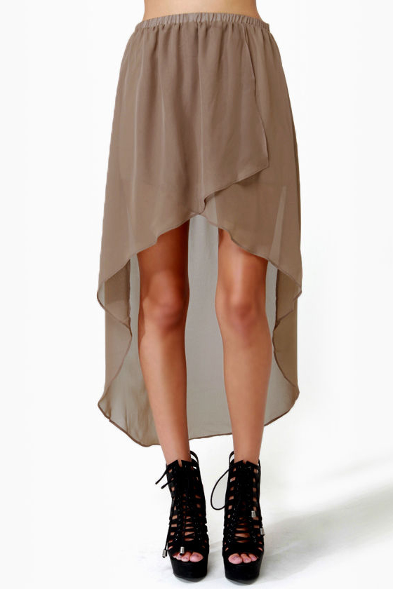 Fall for It High-Low Brown Skirt