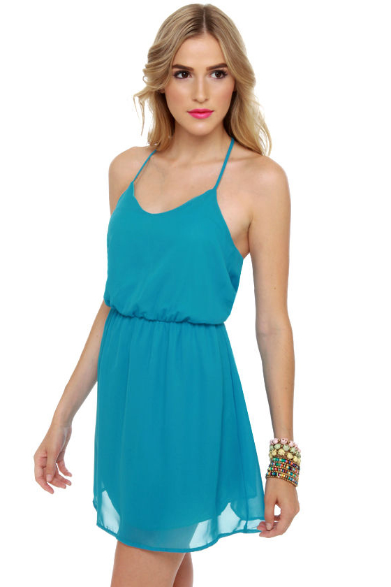 Post Up at the Poolside Aqua Blue Dress