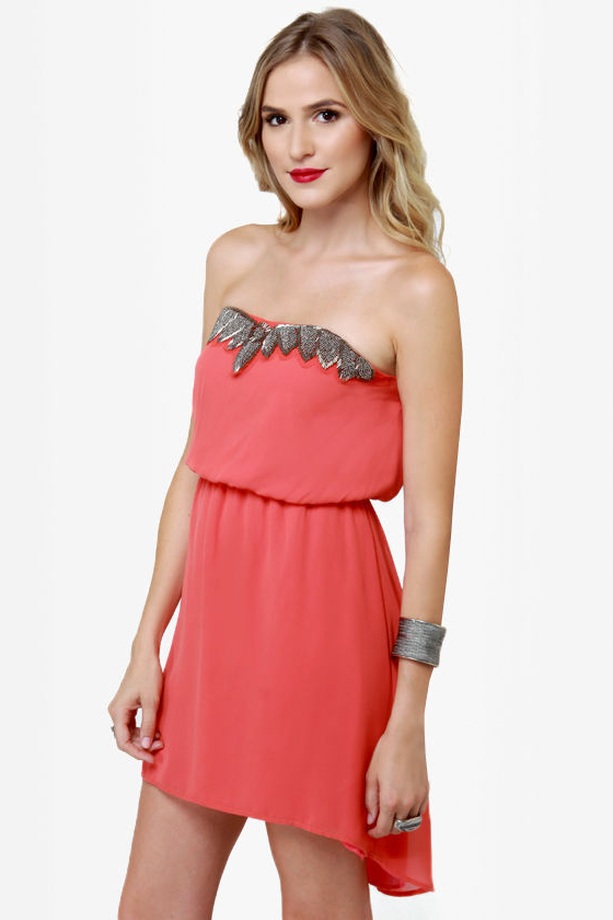 Human Nature Strapless Coral Dress