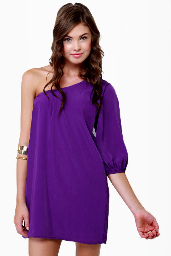B-Sides One Shoulder Purple Dress
