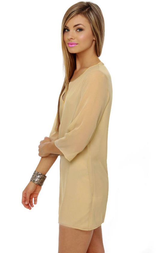 Full of Promise Beige Shift Dress