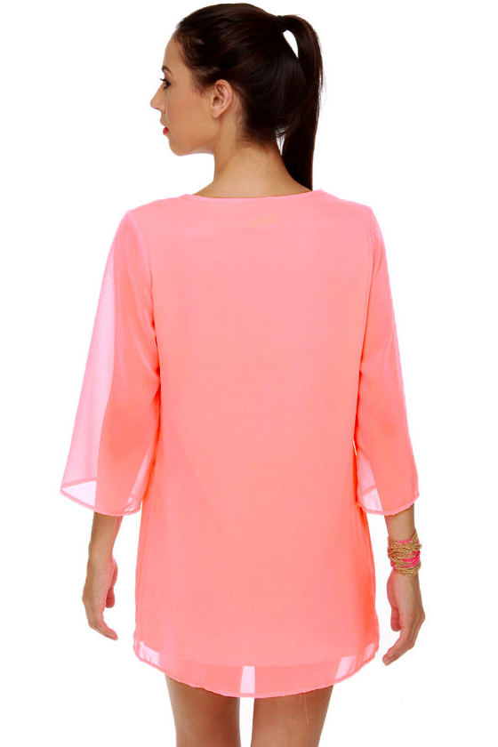 neon pink shift dress Cute Pink Dress - Shift Dress - Neon Pink Dress - $38.00