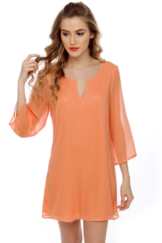 Cute Peach Dress - Shift Dress - Orange Dress - $38.00 - Lulus