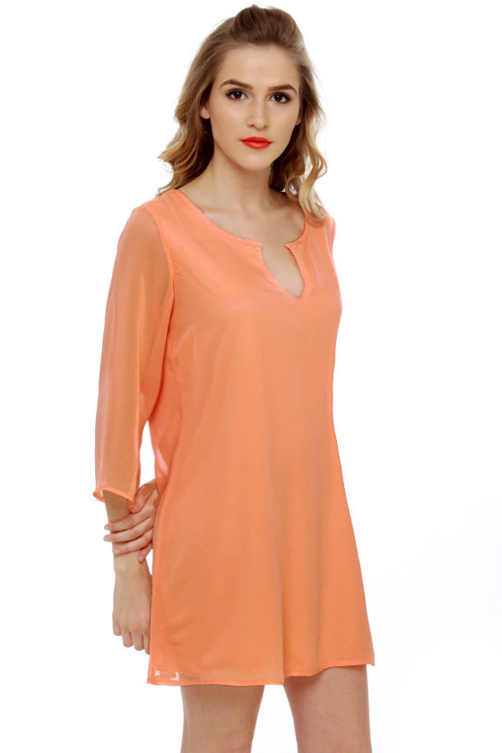 Full of Promise Peach Shift Dress