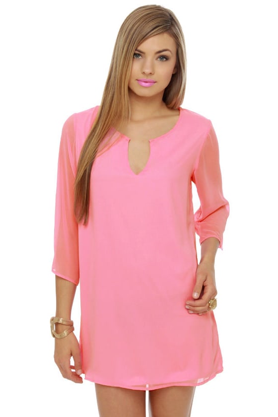 Cute Pink Dress - Shift Dress - Bright Pink Dress - $38.00 - Lulus